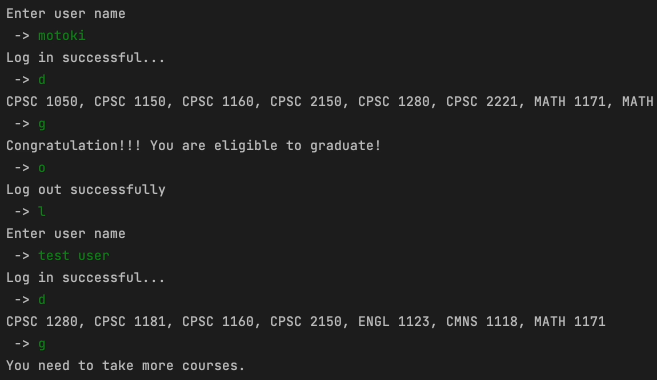 Screenshot of Course Planner